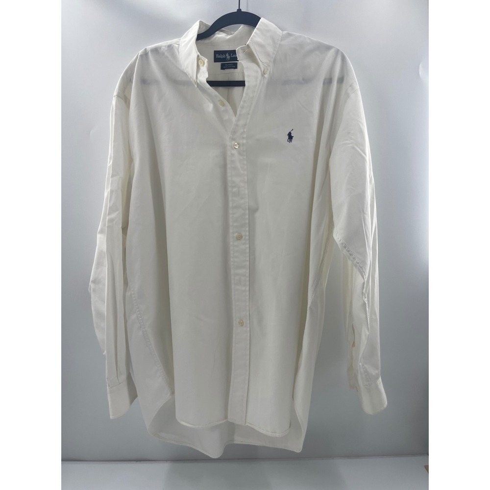 Polo Ralph Lauren Blake Shirt Mens Large Cream Cotton Button Down Long Sleeve